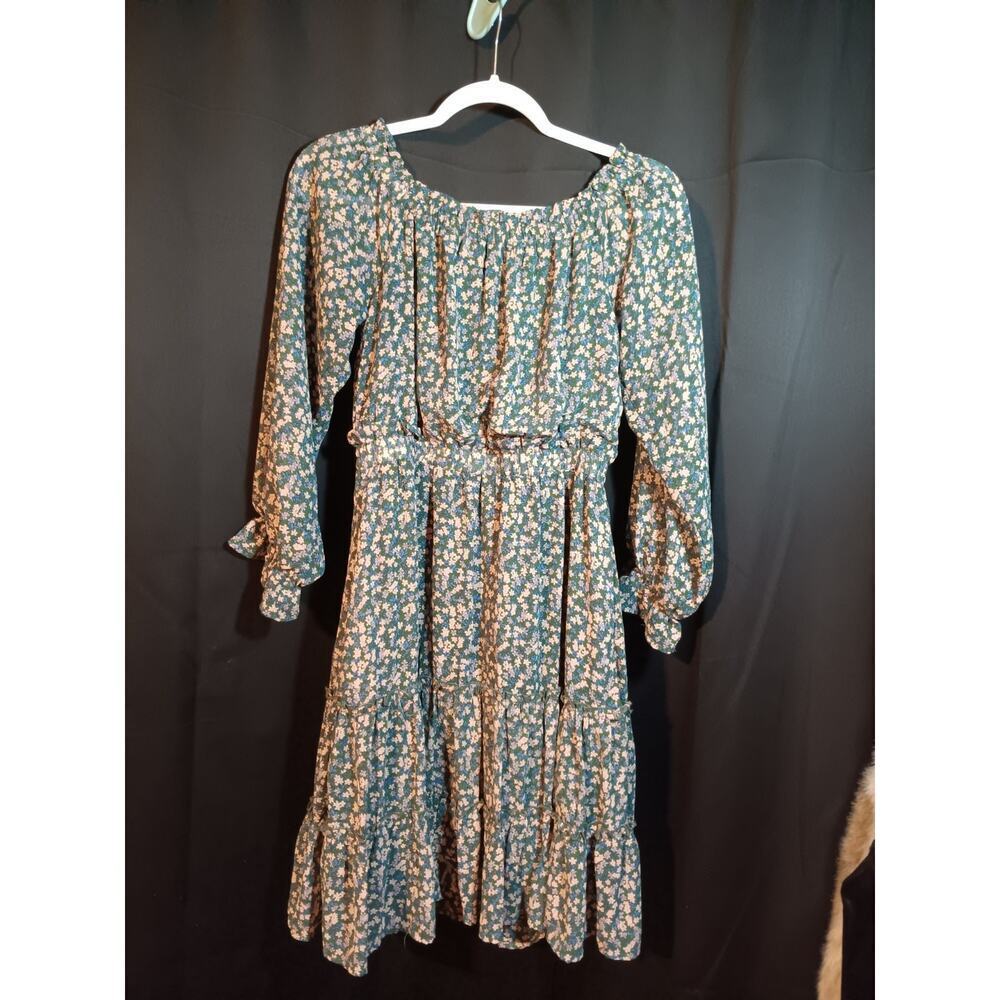Hayden Cottagecore Prairie Dress S Green Floral Midi Folklore Peasant Style Boho - Picture 4 of 4